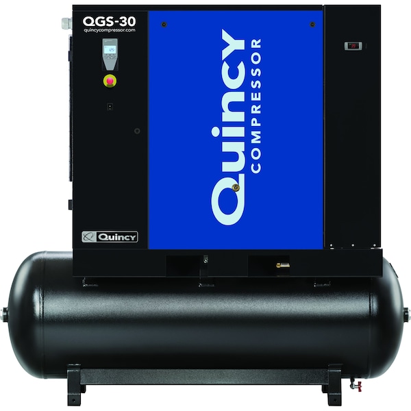 QGS 30-HP 132gal Tnk Mnted Rotary Scrw Air Comprssor w/Dryer Triv/3/60